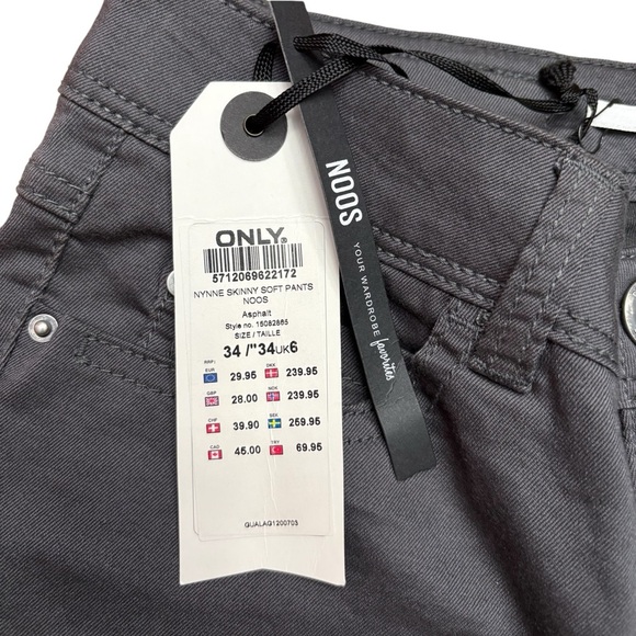 ONLY, Nynne Skinny Soft Pants Noos, Asphalt Gray, Size 34/34 - Picture 7 of 11